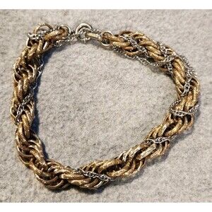 Napier Heavy Gold Tone and Silver Rope Chain Bracelet